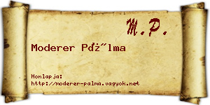 Moderer Pálma névjegykártya